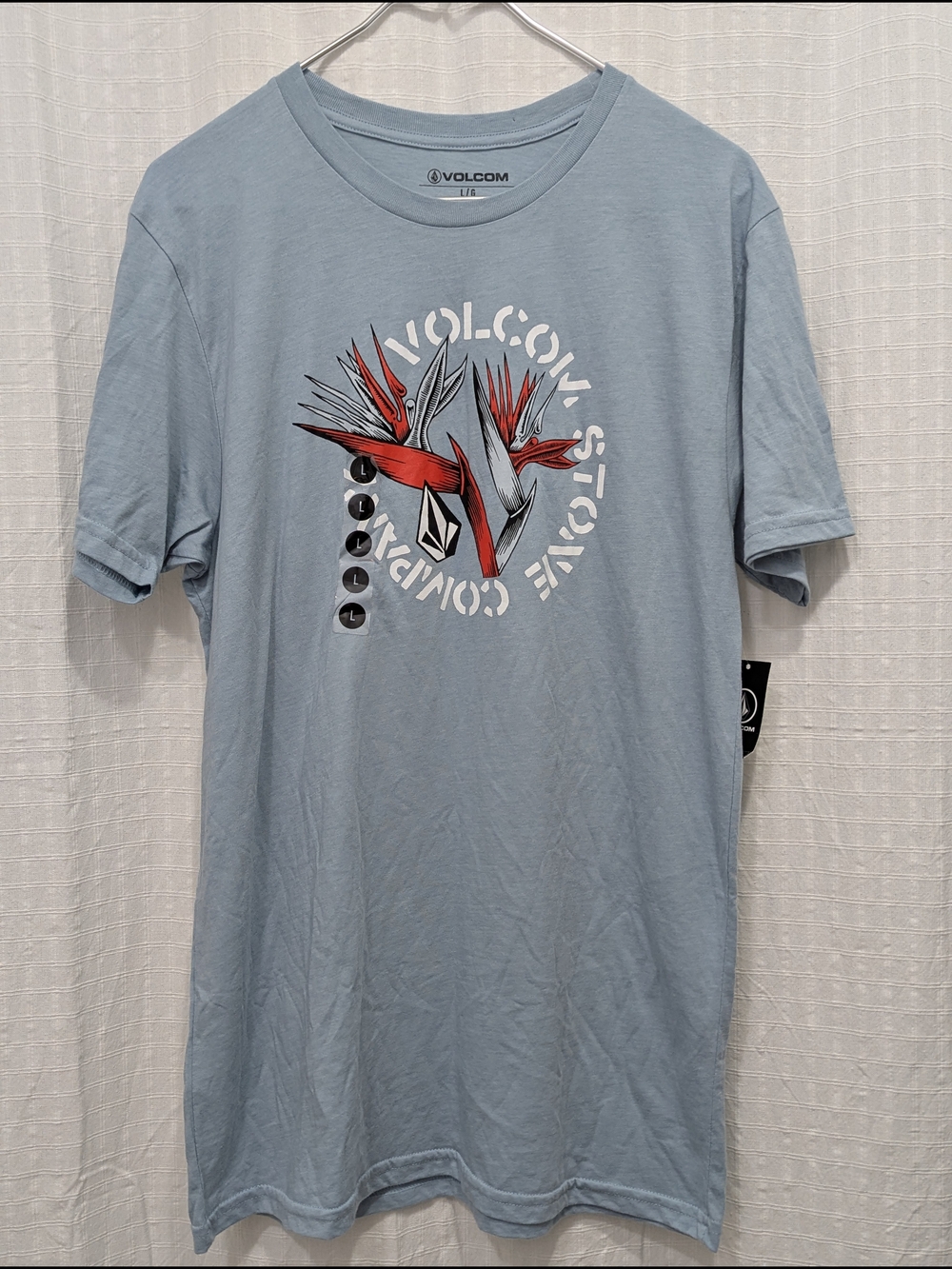Volcom Stone Company Graphic T Shirt Blue Heather Bird Of Paradise Large